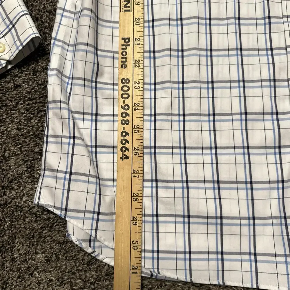 Banana Republic Adult Mens Button Up Shirt‎ XL Blue Plaid Non Iron Slim Fit